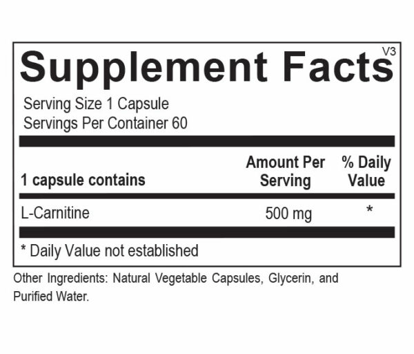 L-Carnitine Energy Support Supplement Facts